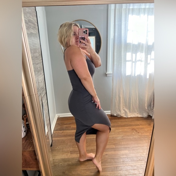 Heartloom Tricia Dress Grey Ribbed Midi One Shoulder XS - Picture 4 of 10